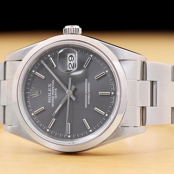 Rolex Grey Date 34mm Men's Unisex Watch - Picture 3 of 9